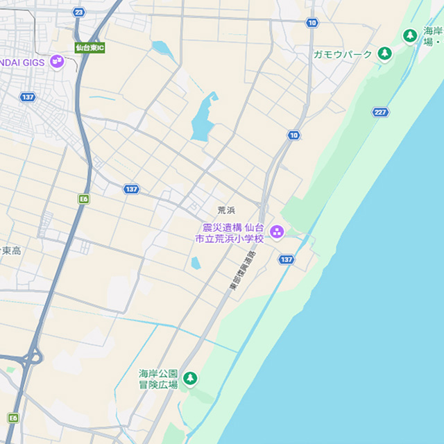 仙台市復興道路（かさ上げ道路）の地図